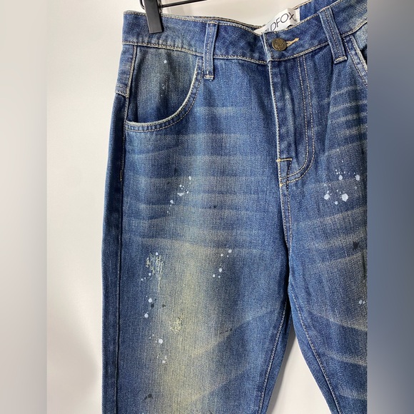 Wildfox Jeans Baggy Crop Paint Splattered  in Da Vinci SZ 26  NEW - Picture 9 of 12